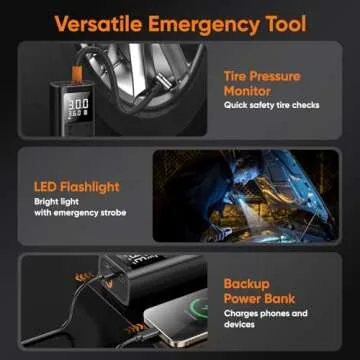 Tire Inflator Portable Air Compressor - 150PSI & 10000mAh Cordless Air Pump with Digital Tire Pressure Gauge, Accurate Dual LCD Display & LED Light, Portable Air Pump for Car/Motorcycle/E-Bike/Ball