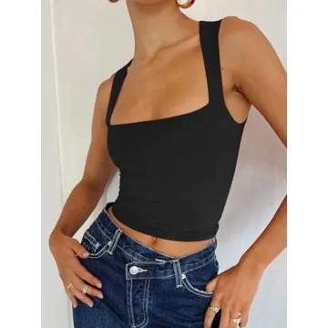 Stylish REORIA Square Neck Crop Top - Comfortable & Chic