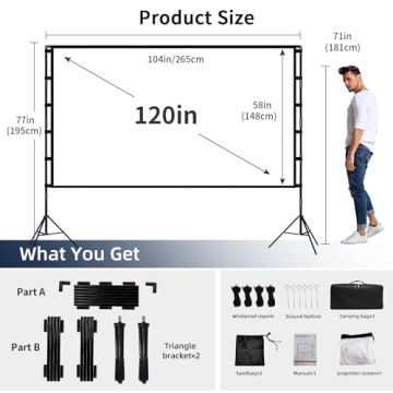 Projector Screen and Stand for Home Theater Cinema