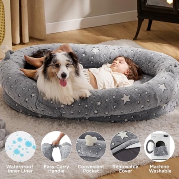 Bedsure Kids Glow-in-the-Dark Dog Bed 55x37x10