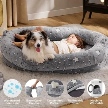Bedsure Kids Glow-in-the-Dark Dog Bed 55x37x10
