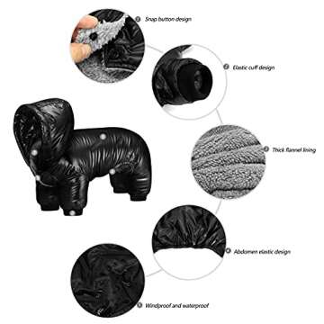 Forestpaw Winter Hooded Dog Coat Warm Waterproof Puppy Down Jacket, Lightweight Outdoor Windproof Snowsuit Cold Weather Apparel Clothes Only for Extra Small and Small Dogs,Black
