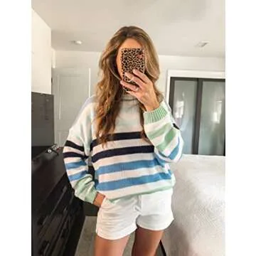 KIRUNDO Fall Winter Striped Sweater for Women