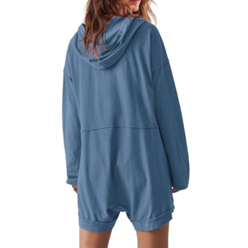 Yanekop Women's Oversized Romper Hoodie for Summer 2024
