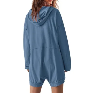 Yanekop Women's Oversized Romper Hoodie for Summer 2024