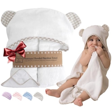 Channing & Yates Premium Boutique Organic Baby Bath Towel and Washcloth Set - Vicose Bamboo Baby Hoo...