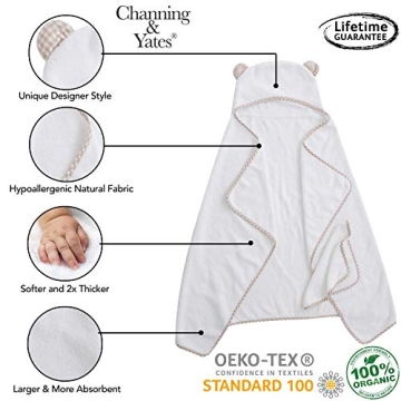 Channing & Yates Organic Baby Bath Towel Set - Soft, Stylish Towel