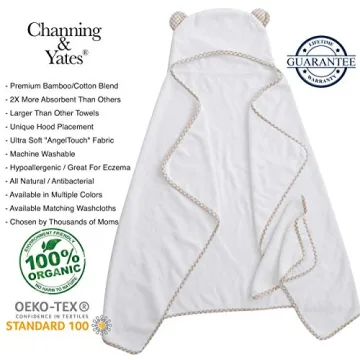 Channing & Yates Organic Baby Bath Towel Set - Soft, Stylish Towel