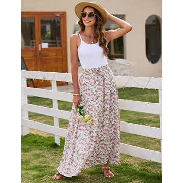Bluetime Women Floral Print Casual A-Line Maxi Skirts Chiffon Cover Up Dress Summer Boho Long Skirts...