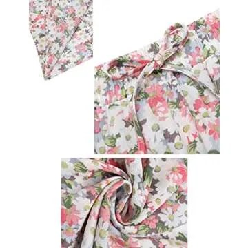 Bluetime Women Floral Print Casual A-Line Maxi Skirts Chiffon Cover Up Dress Summer Boho Long Skirts (M, Floral19)