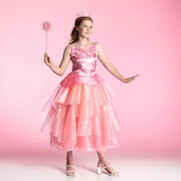 Deluxe Wicked Glinda Costume for Girls in Pink