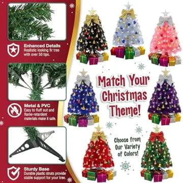 Small Christmas Tree with Lights - 23 Inch Mini Tabletop Christmas Tree with Warm-White LED Lights, Hanging Ornaments, Decorative Bow and Gift Boxes - Prelit Table Tree for DIY Christmas Decoration