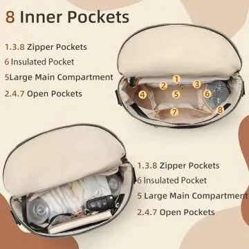 miss fong Small Diaper Bag Mini Diaper Bag, Leather Diaper Bag Backpack Mini Backpack with 14 Pockets Insulated Pockets & Shoulder Strap(After Dark)