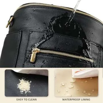 miss fong Small Diaper Bag Mini Diaper Bag, Leather Diaper Bag Backpack Mini Backpack with 14 Pockets Insulated Pockets & Shoulder Strap(After Dark)