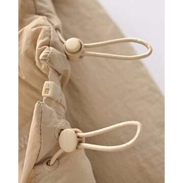 Shiyifa Women's Fashion High Neck Zipper Cropped Puffer Vest Jacket Coat (Beige, Large)