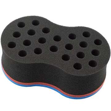 Twist Hair Sponge Brush Curl Sponge Big Holes for Women and Men Dread Foam Afro Curling Loc Barber Coil Nappy Brush Wave Black Sponge 1 Pcs