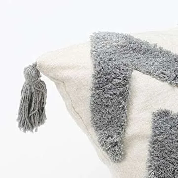 Stylish PLWORLD Boho Gray Throw Pillow Cover with Tassels