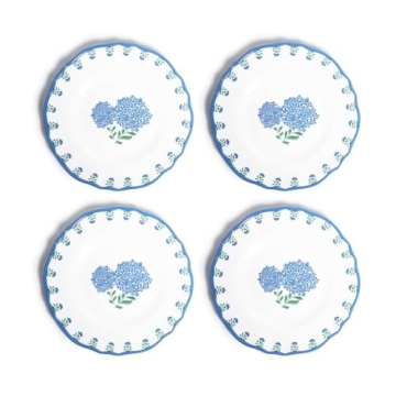 Two's Company Hydrangea Melamine Plates - Colorful Salad & Dessert Dinnerware, Non-BPA Dishwasher Sa...