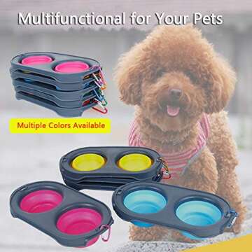 TEGOS Collapsible Dog Bowl, 2 in 1 Travel Set A Couple Collapsable Dog Water Food Bowls for Cats Dogs, Portable Pet Feeding Watering Dish for Walking Parking Traveling Outdoors Red