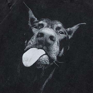 Rapidstreet Streetwear Funny Doberman Dog Graphic Tee Shirt Mens Hip Hop Oversized T-Shirt Vintage Black (Large, #14)