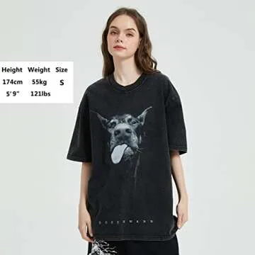 Rapidstreet Streetwear Funny Doberman Dog Graphic Tee Shirt Mens Hip Hop Oversized T-Shirt Vintage Black (Large, #14)