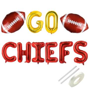 Go Chiefs Foil Balloons Banner,Chiefs Football Party Decorations,Super Football Touch Down Balloons ...