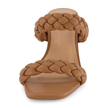 Dune London CUSHIONAIRE Technology Women's Iris braided Heel Sandal Memory Foam and Wide Widths Available, Tan 9