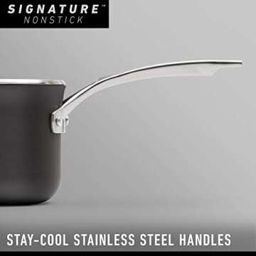 Calphalon 10-Piece Nonstick Kitchen Cookware Set, Stay-Cool Stainless Steel Handles, Dishwasher and Metal Utensil Safe, Oven-Safe up to 500 degrees F, PFOA-Free, Built to Last, Black