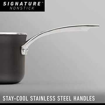 Calphalon 10-Piece Nonstick Kitchen Cookware Set, Stay-Cool Stainless Steel Handles, Dishwasher and Metal Utensil Safe, Oven-Safe up to 500 degrees F, PFOA-Free, Built to Last, Black