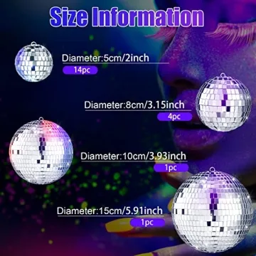 MTLEE 20 Pcs Mirror Disco Balls for Dazzling Decor