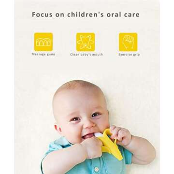 Banana Teether, Soothing Pain Relief Soft Silicone Train Baby Toothbrush, Teething Toys for Babies, Toddlers, Infants, BPA Free for Oral Hygiene, Food Grade, Soothes Babies Sore Gums, 3+ Months