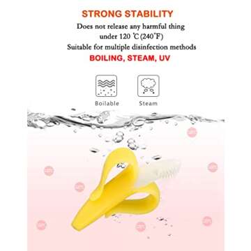 Banana Teether, Soothing Pain Relief Soft Silicone Train Baby Toothbrush, Teething Toys for Babies, Toddlers, Infants, BPA Free for Oral Hygiene, Food Grade, Soothes Babies Sore Gums, 3+ Months