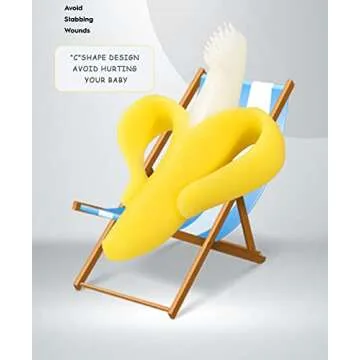 Banana Teether, Soothing Pain Relief Soft Silicone Train Baby Toothbrush, Teething Toys for Babies, Toddlers, Infants, BPA Free for Oral Hygiene, Food Grade, Soothes Babies Sore Gums, 3+ Months