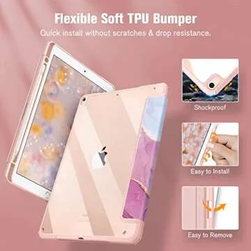 Fintie Hybrid Slim Case for iPad Air 3rd Generation 10.5" 2019 / iPad Pro 10.5 Inch 2017 - [Built-in Pencil Holder] Shockproof Cover with Clear Transparent Back Shell, Dreamy Marble