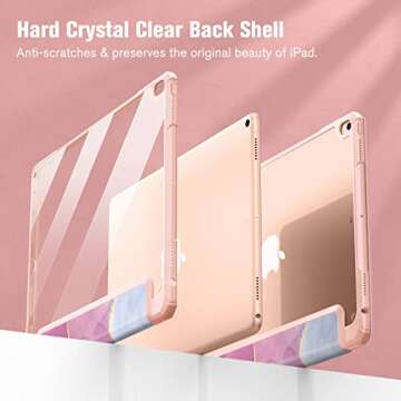 Fintie Hybrid Slim Case for iPad Air 3rd Generation 10.5" 2019 / iPad Pro 10.5 Inch 2017 - [Built-in Pencil Holder] Shockproof Cover with Clear Transparent Back Shell, Dreamy Marble
