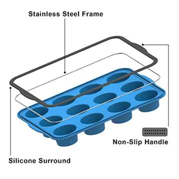 Aichoof Non-Stick Silicone Muffin Pan - 12 Cup Mold