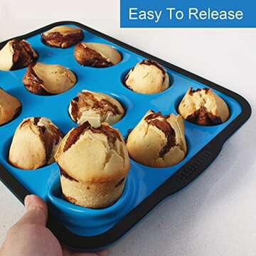 Aichoof Non-Stick Silicone Muffin Pan - 12 Cup Mold