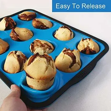 Aichoof Non-Stick Silicone Muffin Pan - 12 Cup Mold
