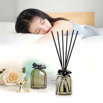 ZHIYULE Reed Diffuser for Bathroom，Octagonal Vase Reed Diffuser Sets，5.07oz Flower Reed Diffuser with Sticks Home Fragrance for Bathroom Shelf Decor (Gardenia), Dark Green, ZY006