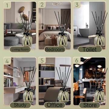 ZHIYULE Reed Diffuser for Bathroom，Octagonal Vase Reed Diffuser Sets，5.07oz Flower Reed Diffuser with Sticks Home Fragrance for Bathroom Shelf Decor (Gardenia), Dark Green, ZY006