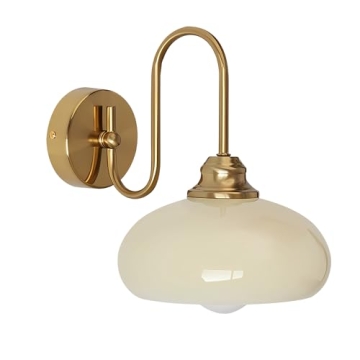 KCO Lighting Mid Century Modern Wall Mounted Bedside Lamp Brass Gold Wall Sconce Glass Globe Bathroo...