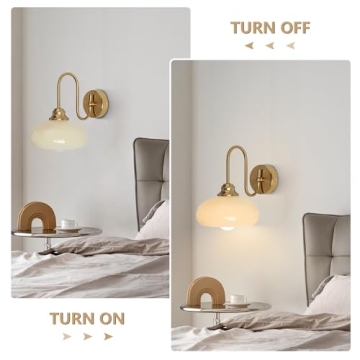 Mid Century Wall Sconce Brass Yellow Glass Globe Light