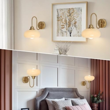 Mid Century Wall Sconce Brass Yellow Glass Globe Light