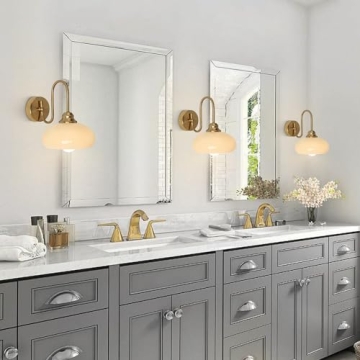 Mid Century Wall Sconce Brass Yellow Glass Globe Light