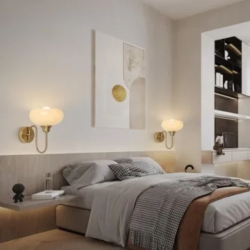 Mid Century Wall Sconce Brass Yellow Glass Globe Light