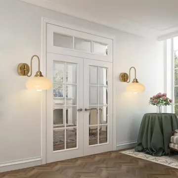 Mid Century Wall Sconce Brass Yellow Glass Globe Light