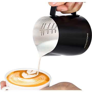 Apexstone Black Espresso Milk Frothing Pitcher 12 oz, Espresso Steaming Pitcher 12 oz, Coffee Milk Frothing Cup, Coffee Steaming Pitcher 12 oz/350 ml, Art Pen NOT Included