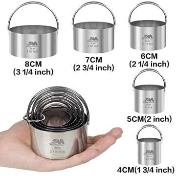 M JINGMEI Biscuit Cutter Set for baking (5 Pieces/Set), Round Cookies Cutter with Handle, Profession...