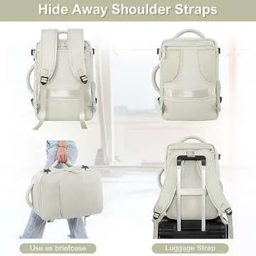 Sinaliy Travel Backpack for Women, Carry On Backpack Flight Approved, Personal Item Travel Bag with USB Charging Port, Casual Daypack College Bag Suitcase Backpack for Weekend, Fit 16 Inch Laptop