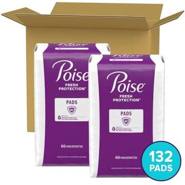 Poise Incontinence Pads & Postpartum Incontinence Pads, 4 Drop Moderate Absorbency, Regular Length, ...